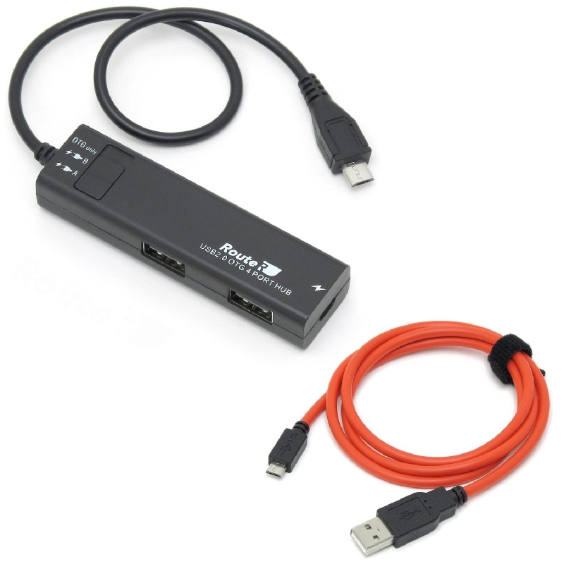 ルートアール 充電可能 4ポートスリムOTGハブ + microUSBケーブル RUH-OTGU4+C
