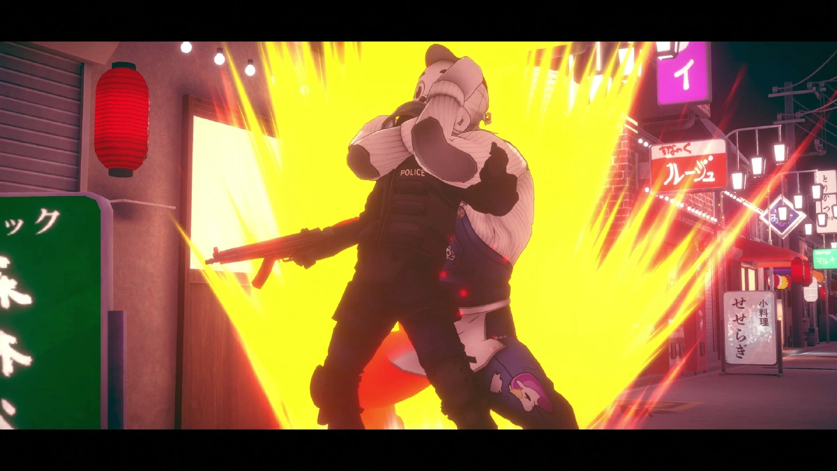 爆発が起きるアクションシーン